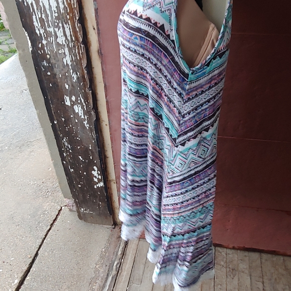 All At Once | Swing Multicolor Aline Tunic Crochet Tank Top Large - Picture 13 of 15